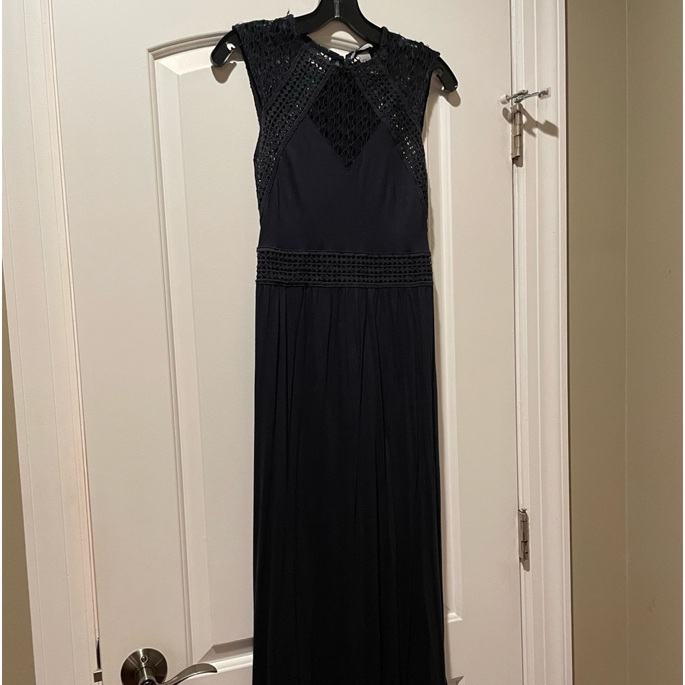 H&M Soft Modal With Lace Navy Blue Maxi Dress XS